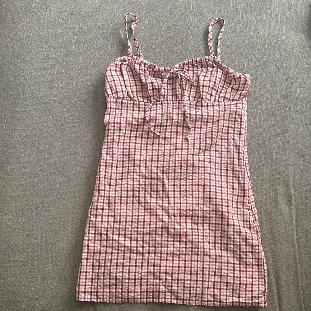 Pink and White Checkered gingham mini Dress
